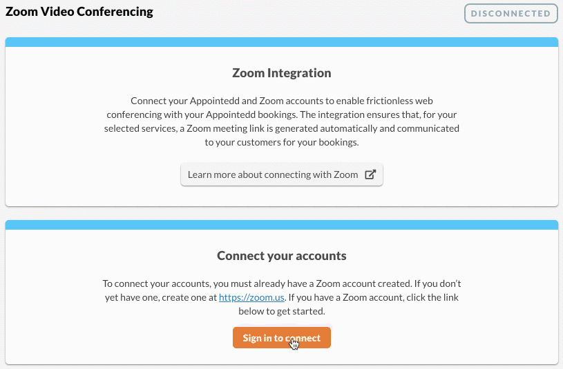 Connect Appointedd and Zoom